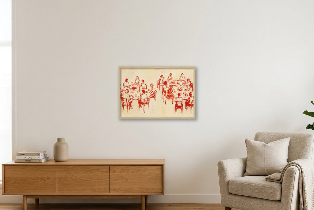 A place at the table — 60×40cm, 24×16" Oak Frame