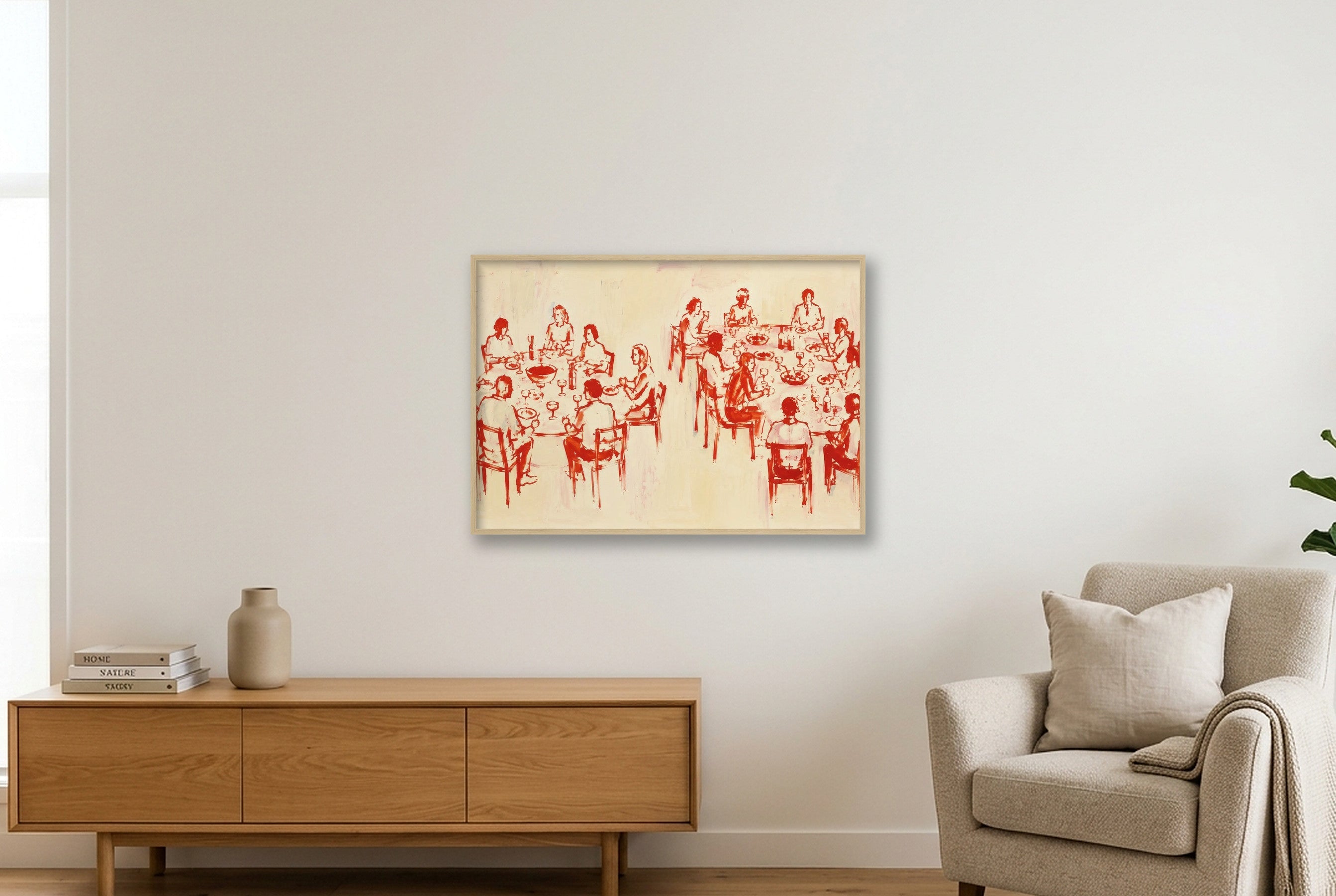 A place at the table — 100×70cm, 39×28" Oak Frame